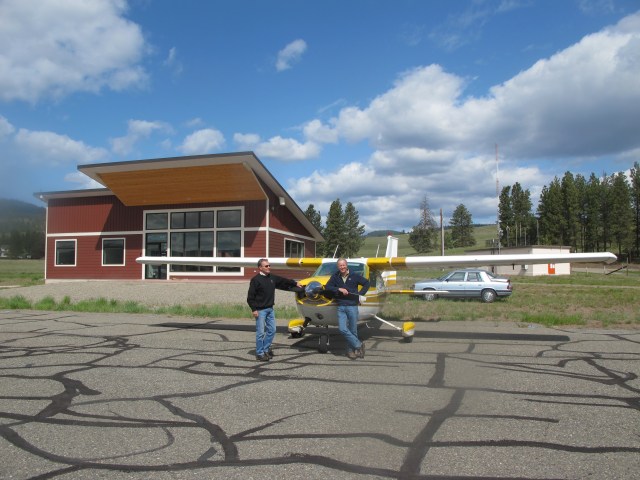 RBuchanan photo: In happier days when Ed took us flying, Mark (left) and Ed in front of Ed's Cessna at our stop at Princeton Airport.